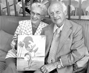 Gracie and Walter Lantz with their creation, Woody Woodpecker